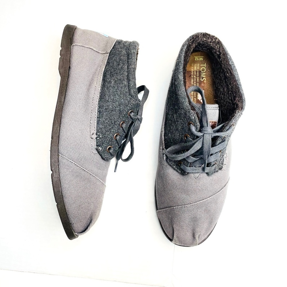 Toms Botas Highlands Mens Grey Wool Ridge Sherpa Lined Chukka Boots Size 12